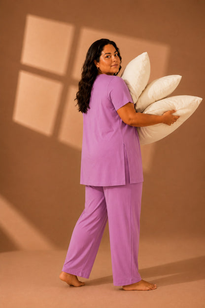 Woman Cotton Floral Printed Tshirt & Pajama Set-Lounge Wear