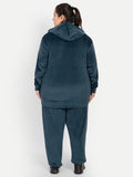 Stylish Peacock Blue Cotton Winter Velvet Tracksuit For Women Online In India