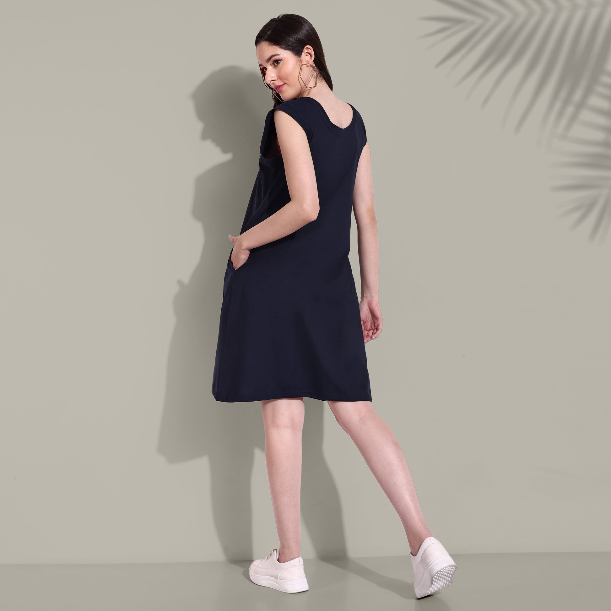 Navy Blue Comfortable Breezy Lounge Dress for Summer online in India at best prices