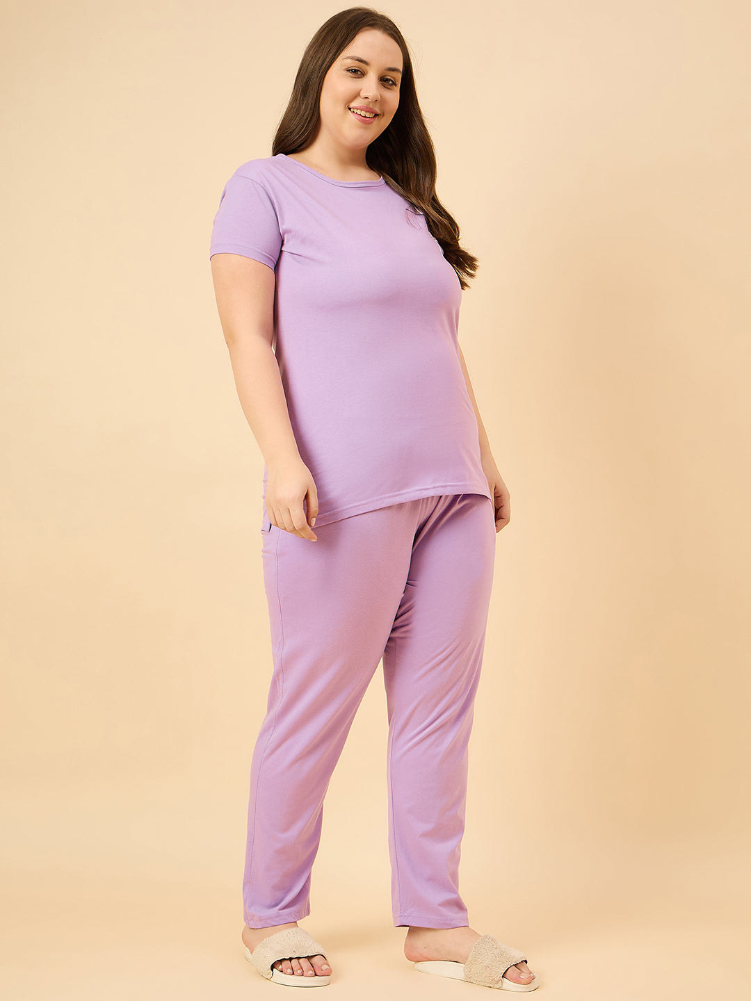 Cotton Nightsuit For Women - Pyjama Set -Lilac Blush