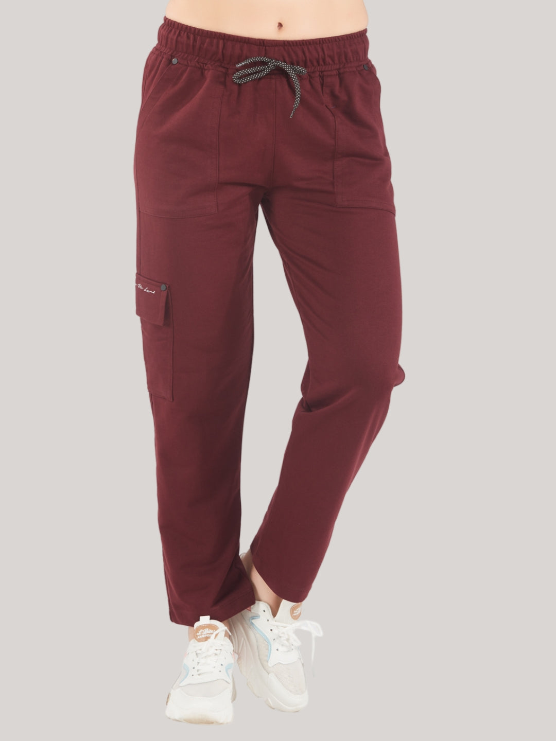 Plus Size Winters Cozy Fleece Cargo Pants For Women - wine