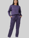 Plus Size Winters Cozy Fleece Cargo Pants For Women - Lavender