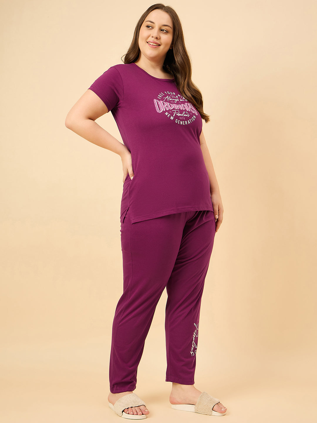 Cotton Nightsuit For Women - Pyjama Set -Purple