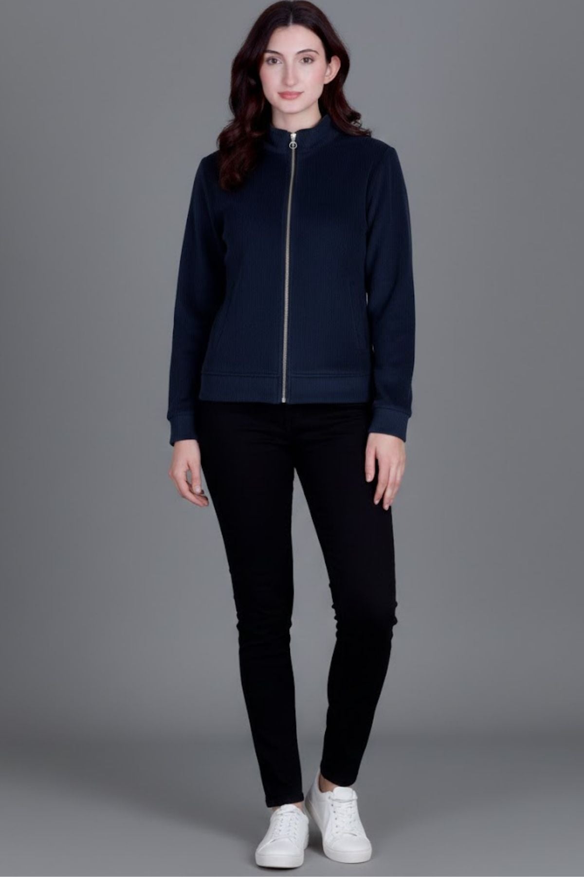 Women’s Winter Fleece Zip-Up Jacket (Stand Collar)