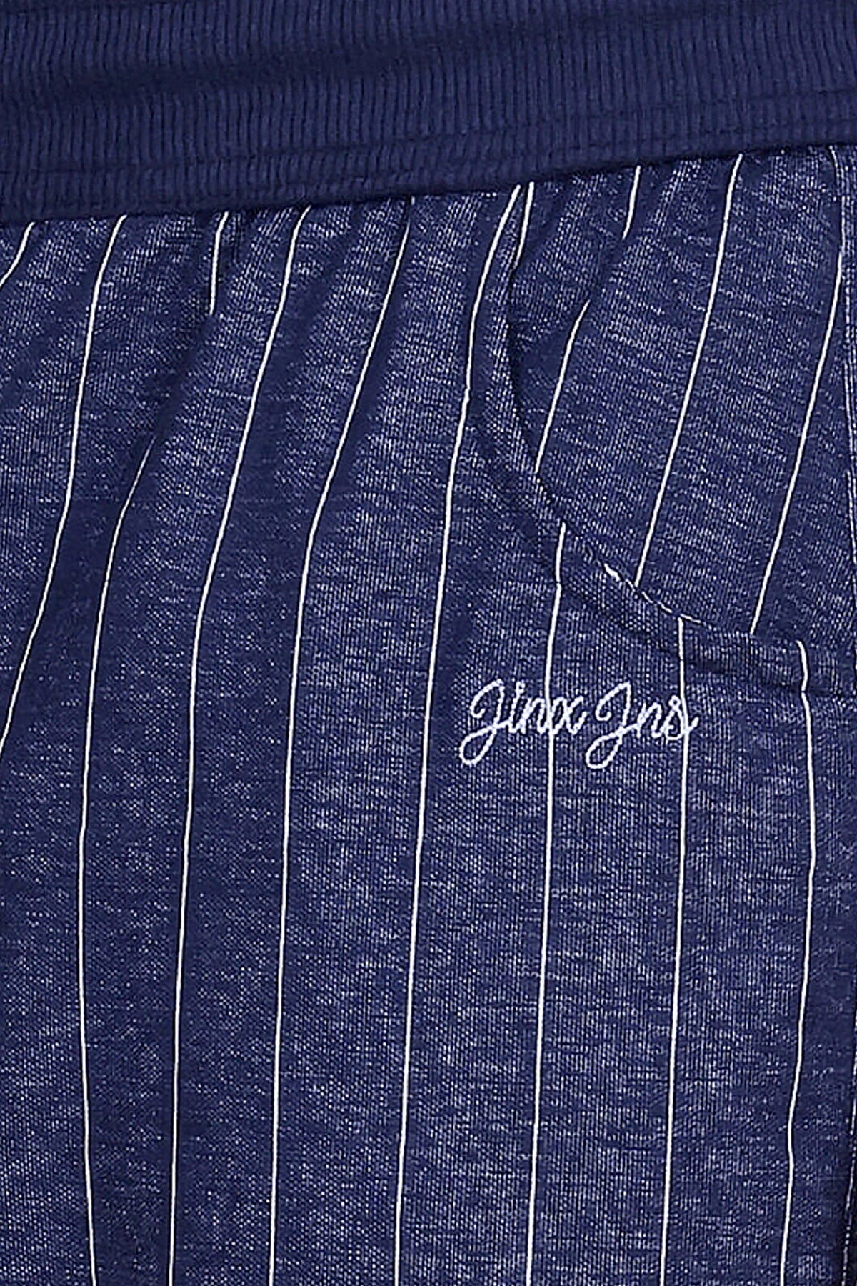 Jinxer Men’s Striped Straight-Fit Cotton Trackpant -Navy Blue