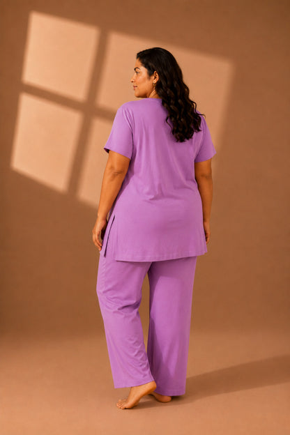 Woman Cotton Floral Printed Tshirt & Pajama Set-Lounge Wear