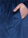 Winter Cotton Velour Tracksuit Set For Woman -Peacock Blue