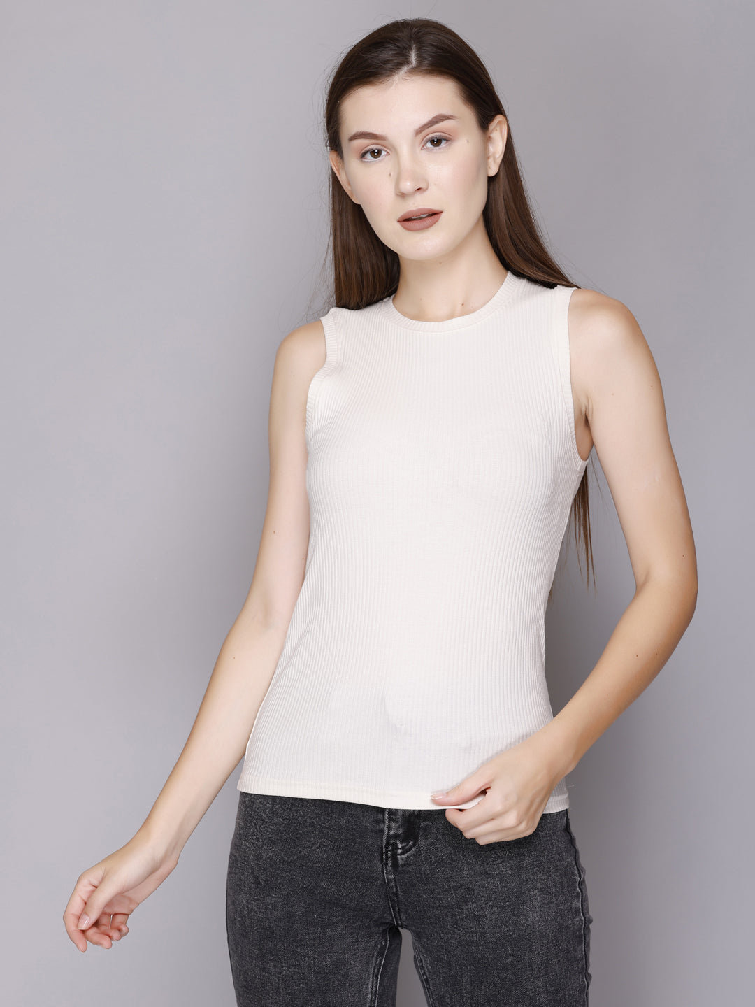 Stylish Modish Rib Plain Cotton Tank Top for Women (Pack of 2) Online In India