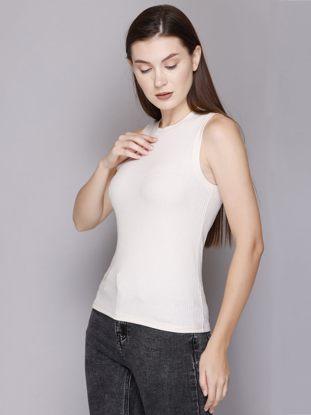 Stylish Modish Rib Plain Cotton Tank Top for Women (Pack of 2) Online In India
