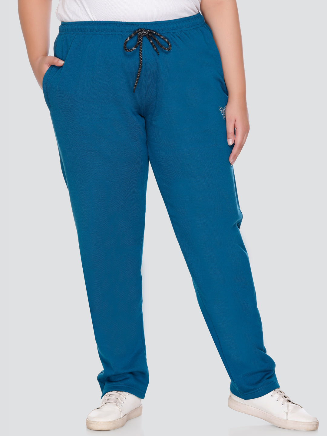 Winter Fleece Track Pants For Women Teal Blue