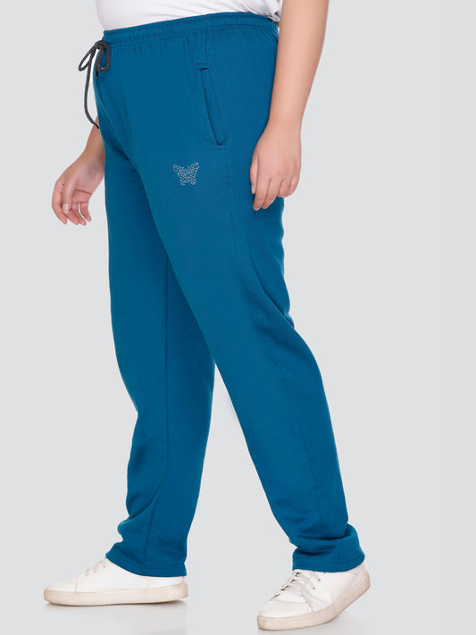 Stylish Teal Blue Winter Fleece Track Pants For Women Online In India 