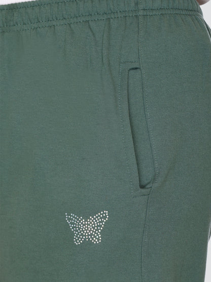 Stylish Olive Green Plus Size Winter Fleece Track Pants For Women Online In India