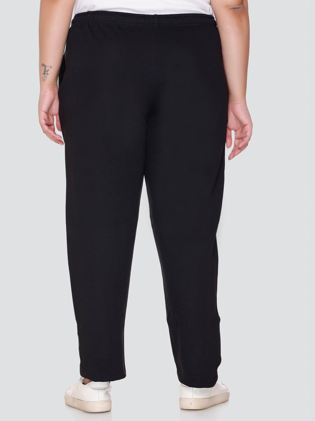 Stylish Black Cotton Winter Fleece Plus Size Track Pants For Women Online In India