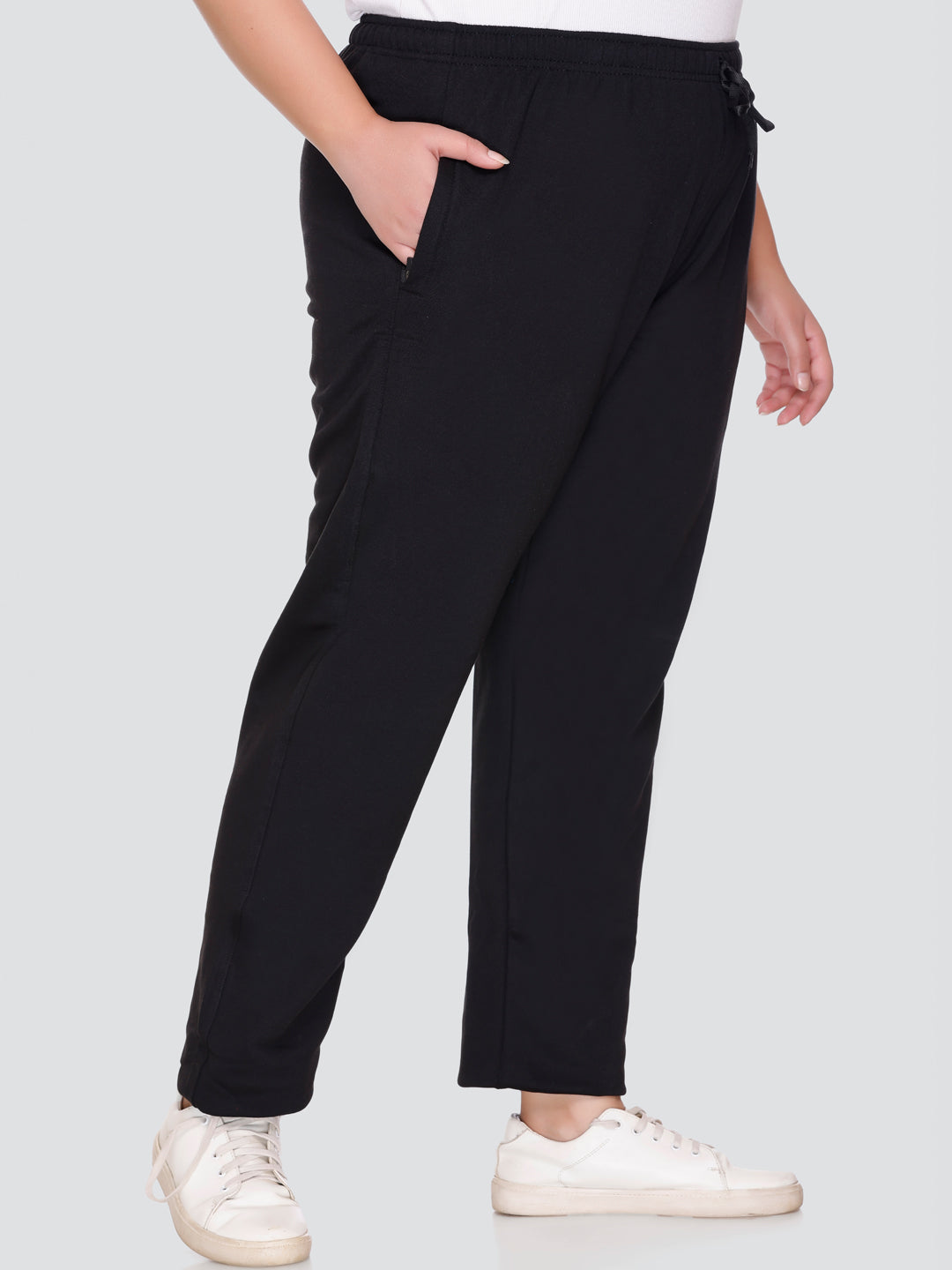 Yufta women maroon pure cotton plus size slim fit trousers - YUFTA - 4225085