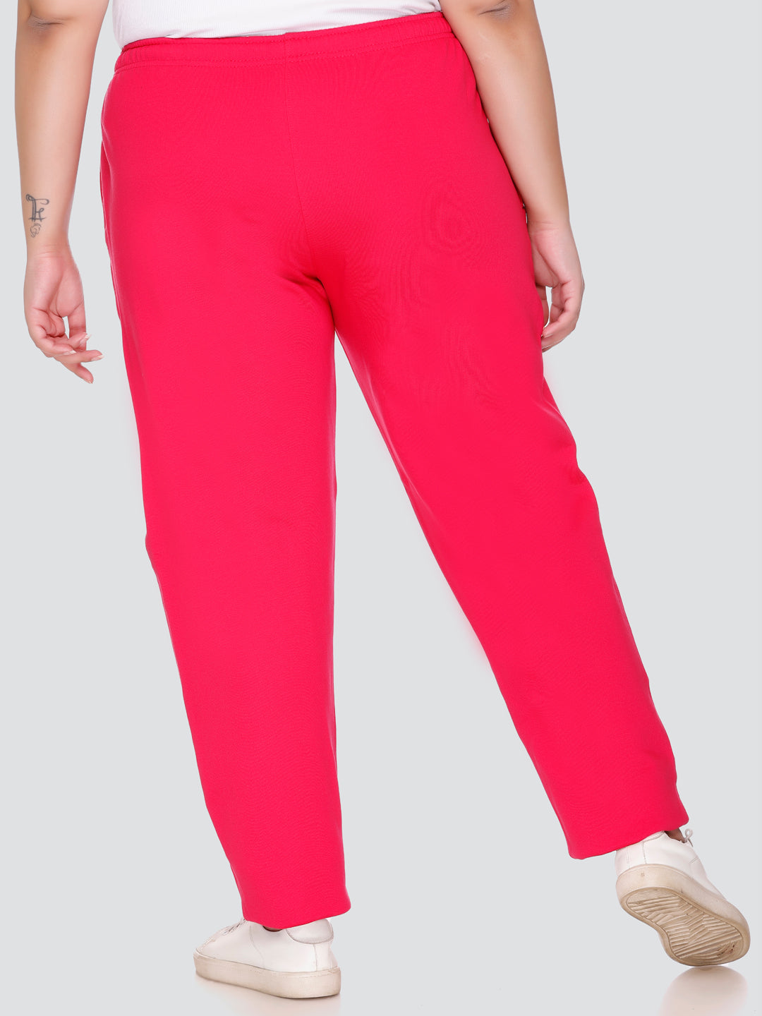 Stylish Pink Cotton Plus Size Winter Fleece Track pants For Women Online In India