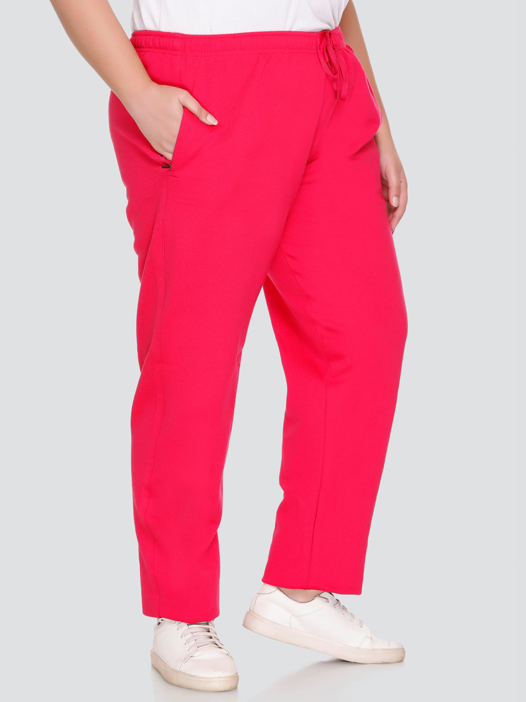Plus Size Winter Fleece Track Pants For Women - Pink at Rs 899.00