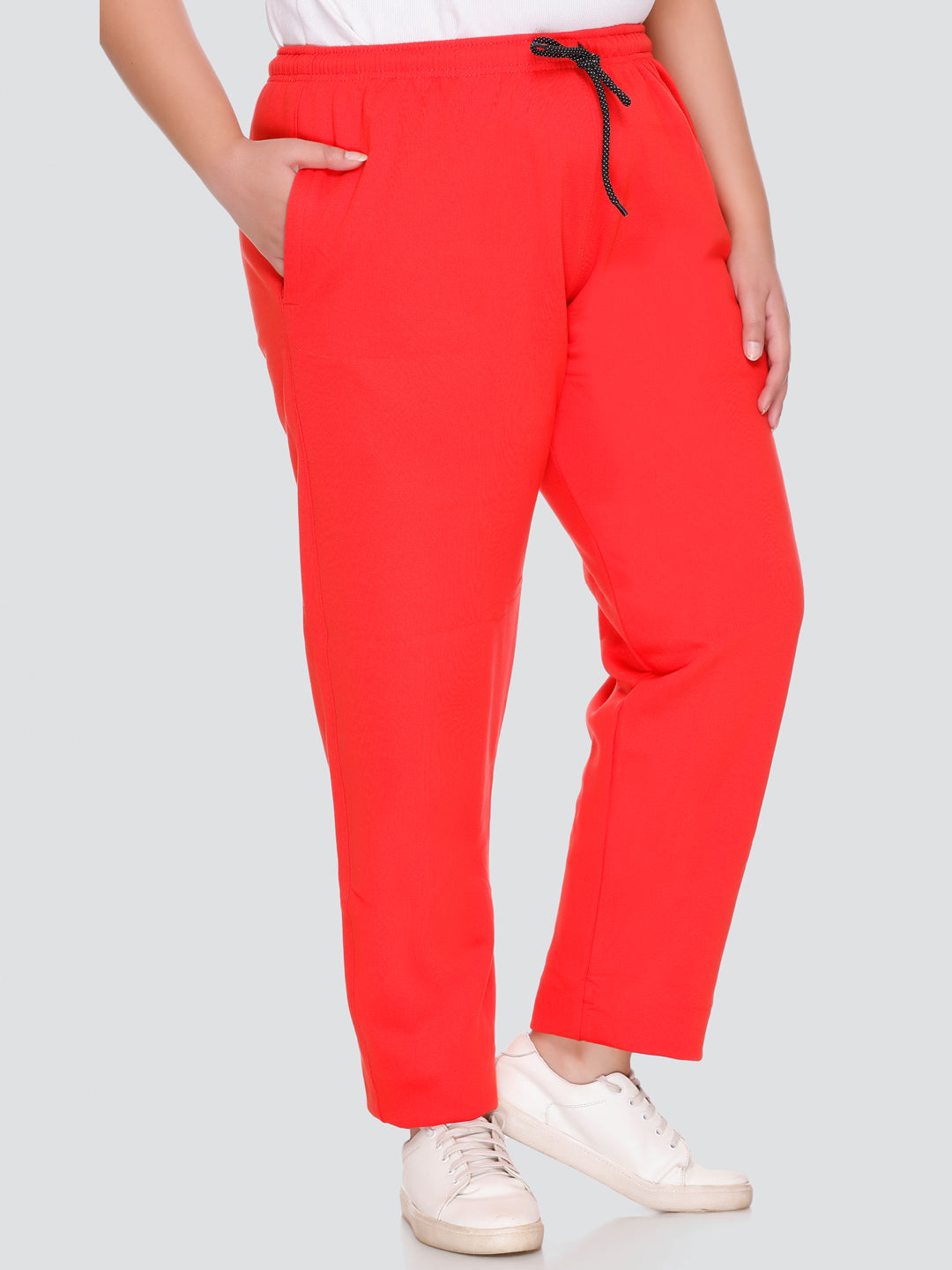 Stylish Coral Red Winter Wear Fleece Track Pants For Women (M To 5XL) Online In India