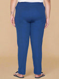 Soft Blue Cotton Relaxed Fit Lounge Track Pants For Women