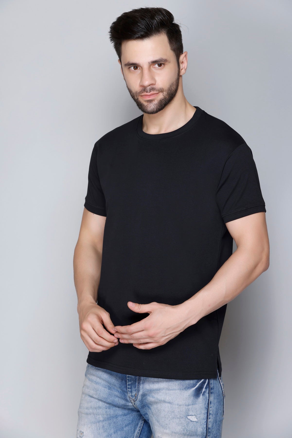 Buy Men's Washed Round Neck Relaxed Fit T-Shirt Online – Cupid