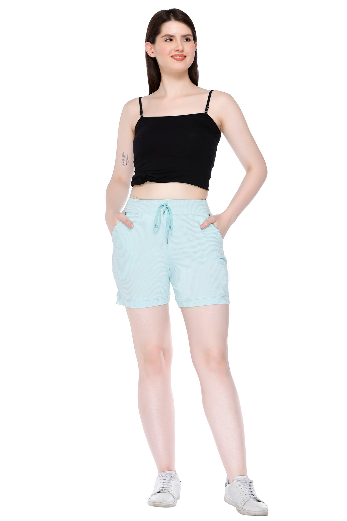 Comfortable Cotton Shorts For Women Combo (Black & Mint) Online In India