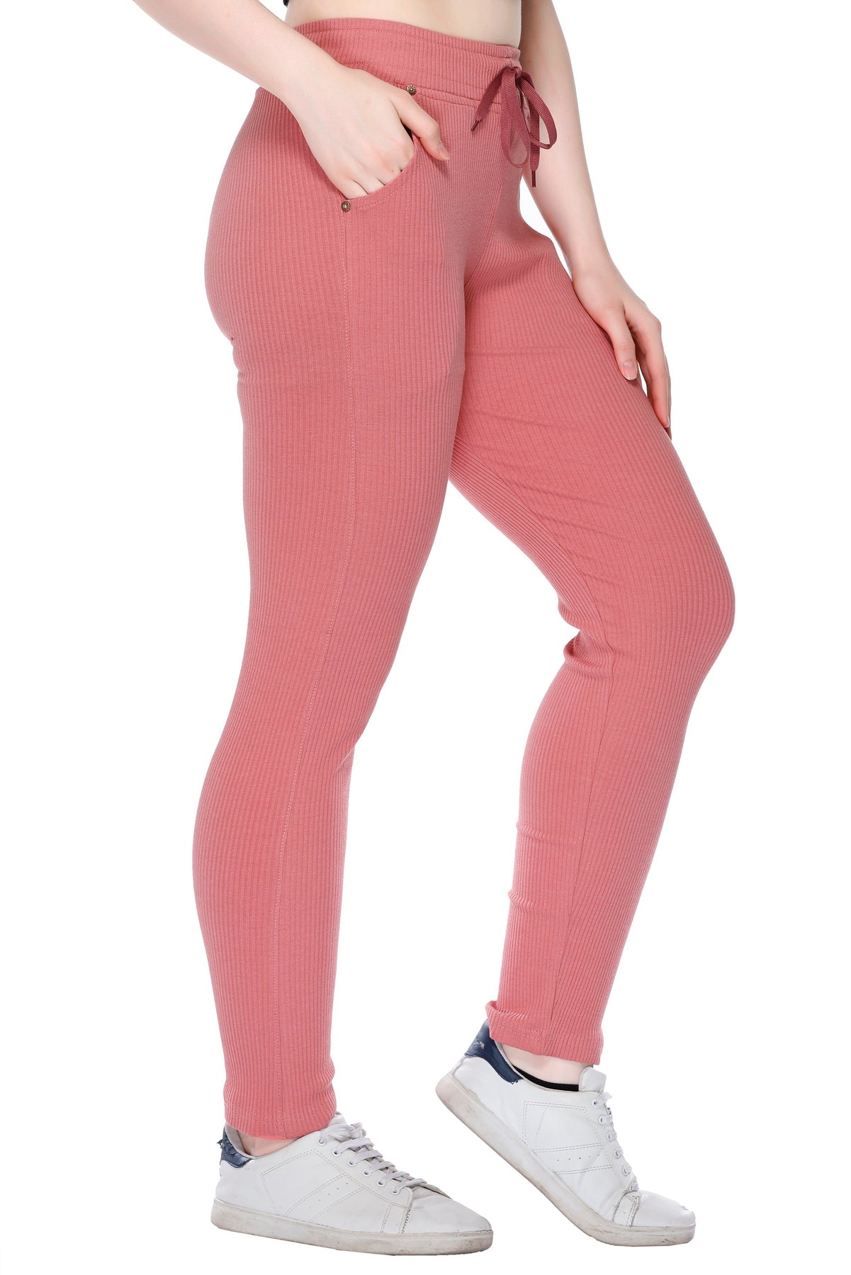Stretchable Cord Knit Lower For Women Combo - Rosy Pink /Mango