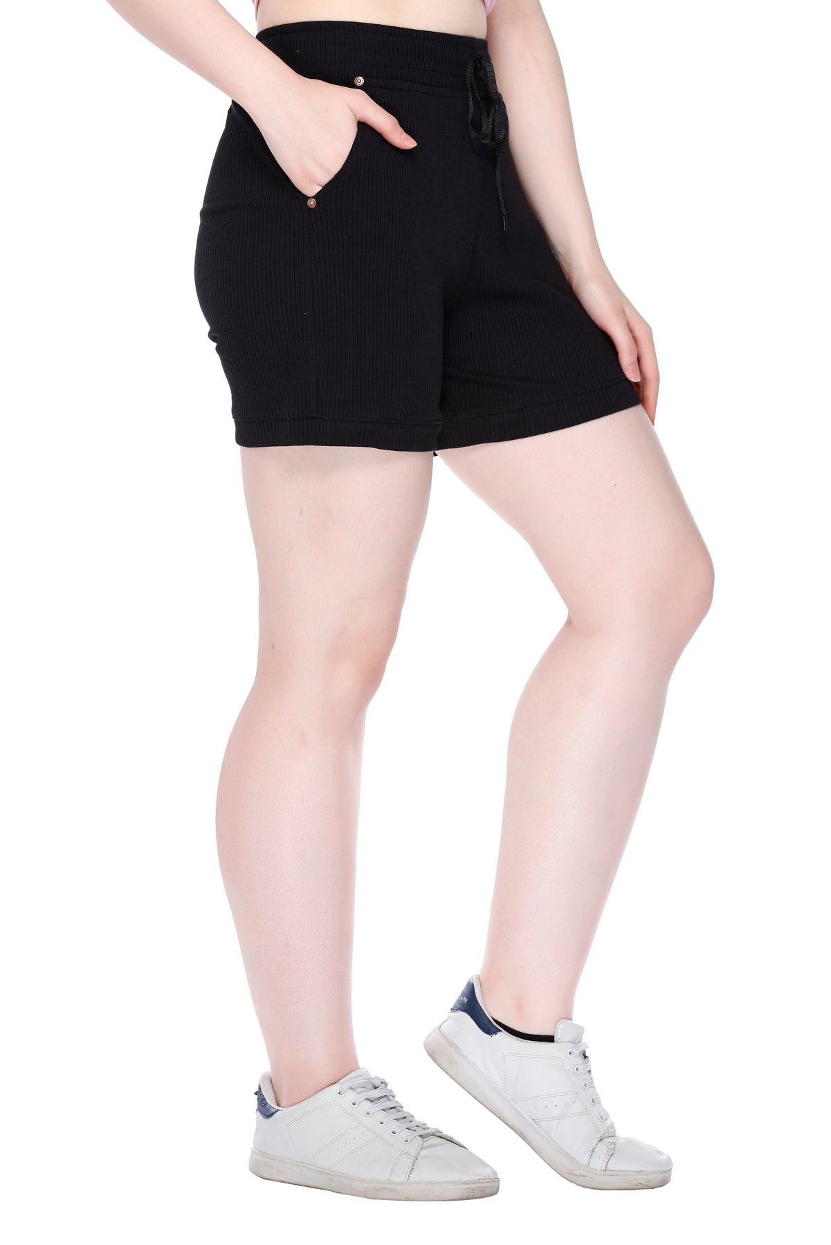 Stylish Plain Black Cotton shorts For Women Online In India