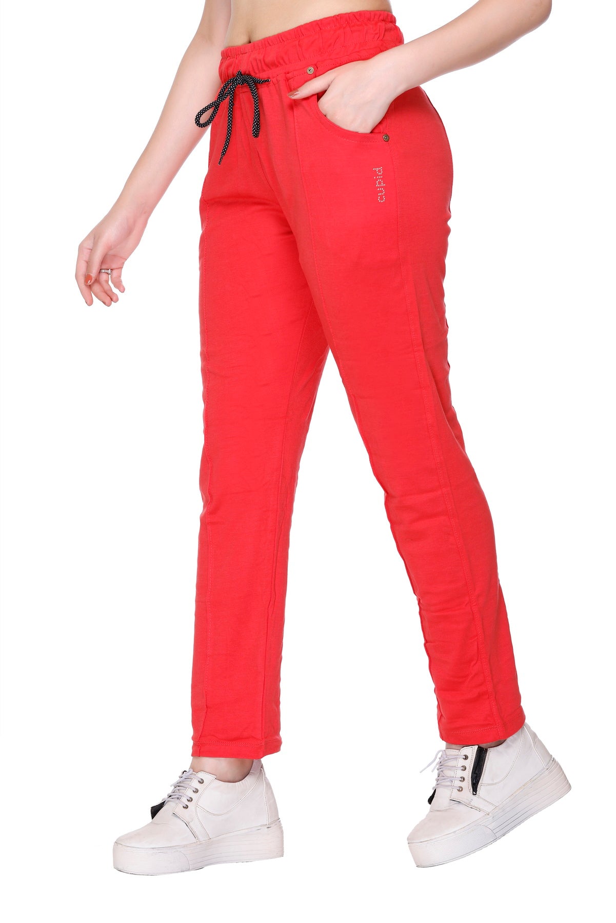 Cotton Track Pants For Women Pack of 2  (Blush Pink/Red)