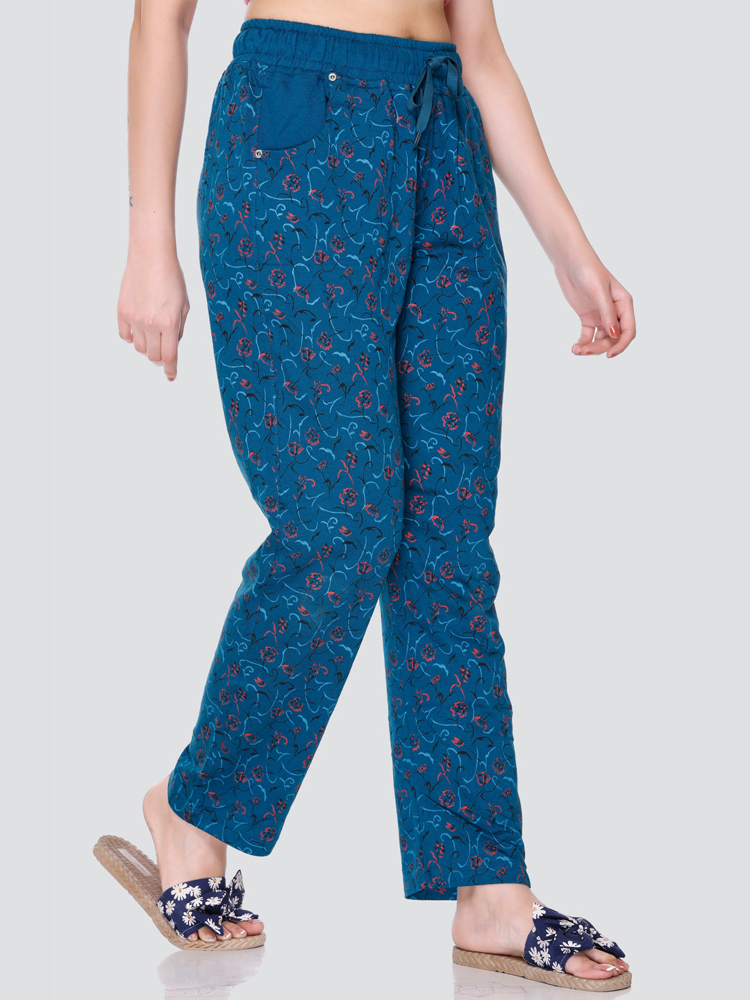 Cupid All Over Printed Night Pajamas for Women ( Teal)