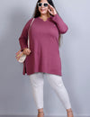 Plus Size Full Sleeves Long Top For Women -Mauve