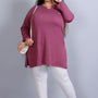 Plus Size Full Sleeves Long Top For Women -Mauve