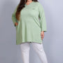 Plus Size Full Sleeves Long Top For Women - Sea Green