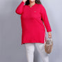 Plus Size Full Sleeves Long Top For Women -Deep Pink