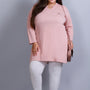 Plus Size Full Sleeves Long Top For Women -Blushing Peach