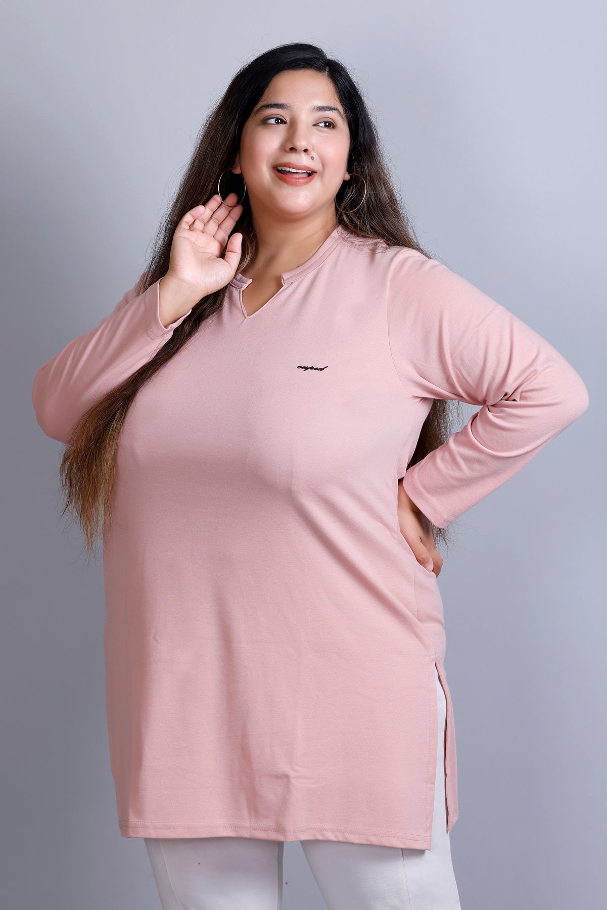 Plus Size Full Sleeves Long Tops For Women - Pack of 2 (Sea Green& Blush peach)