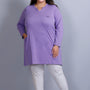 Plus Size Full Sleeves Long Top For Women - Lilac Blush