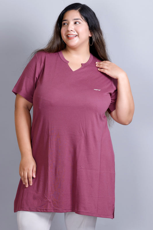 Long Line Mauve Top For Women - Plus Size