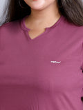 Solid V-Neck Plus Size Top for Women