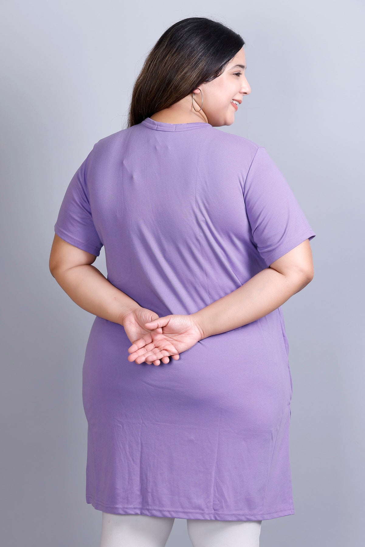 Long Line Lilac Blush Top For Women - Plus Size