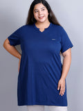 Navy Blue Longline Cotton T-shirt