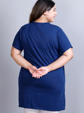 Buy Blue Solid Long Tops For Ladies
