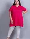 Long Line Deep Pink Top For Women - Plus Size