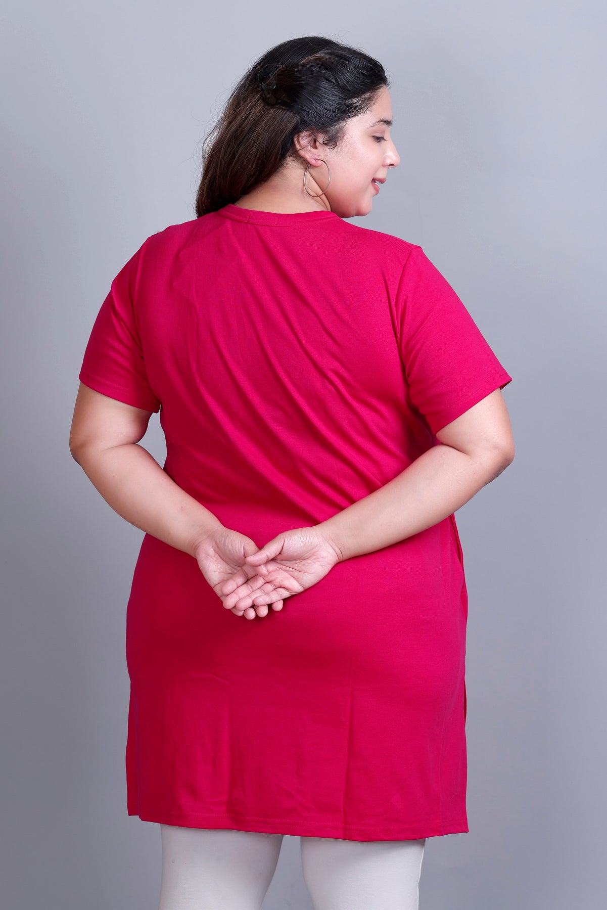 Long Line Deep Pink Top For Women - Plus Size