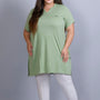 Long Line Sea Green Top For Women - Plus Size