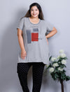 Cotton Nightsuit For Women - Long Top & Pyjama Set -Grey/Black