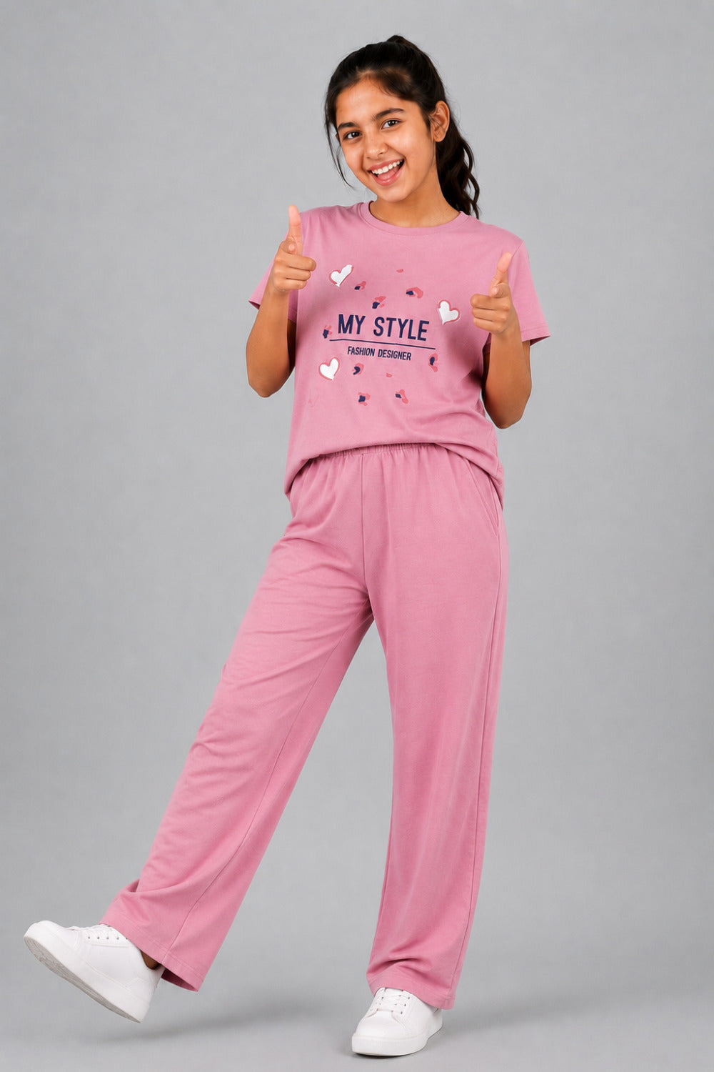 Girls Cotton T-Shirt & Pajama Set Soft Co-Ord Outfit for Kids (9-12 Years)