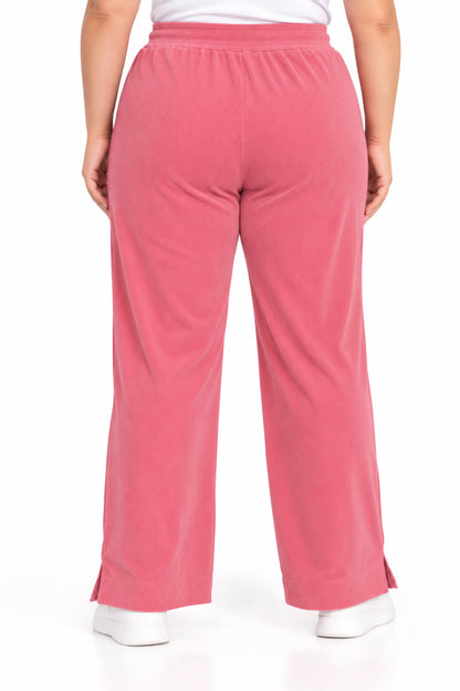 Women’s Ribbed Knit Track Pants / Relaxed Lounge Joggers with Drawstring