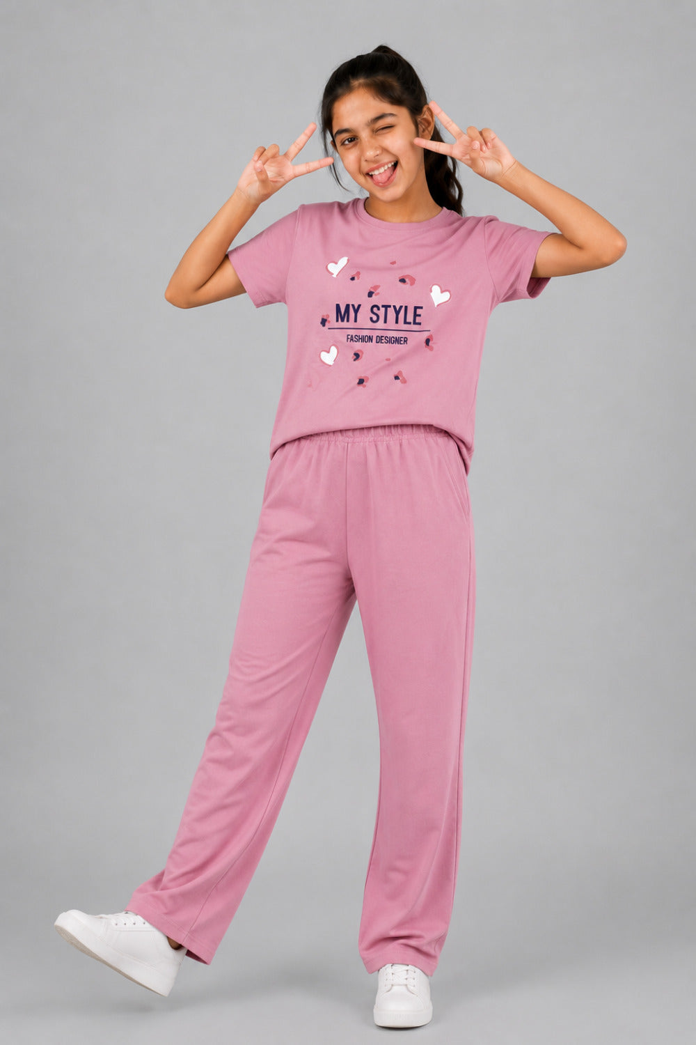 Girls Cotton T-Shirt & Pajama Set Soft Co-Ord Outfit for Kids (9-12 Years)