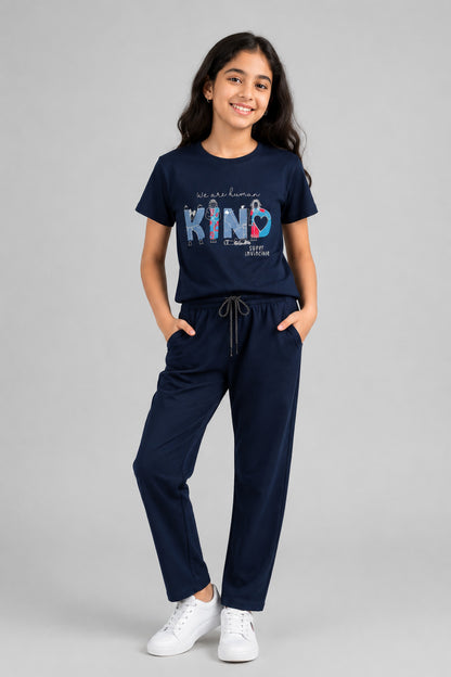 Girls Cotton T-Shirt & Pajama Set Soft Co-Ord Outfit for Kids (9-12 Years)