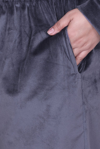 Winter Cotton Velvet Tracksuit For Women - Cloud Grey