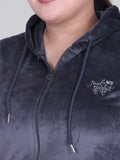 Winter Cotton Velvet Tracksuit For Women - Cloud Grey